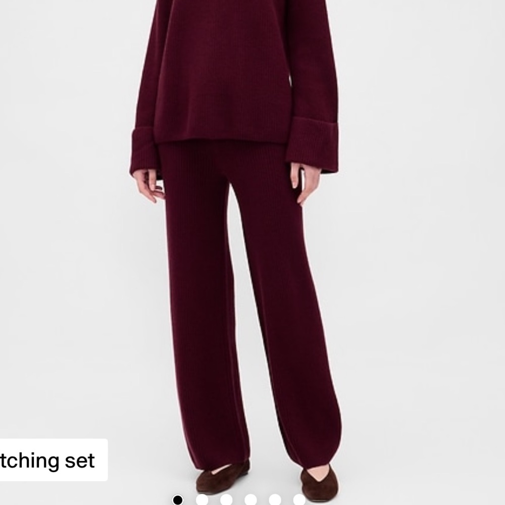 Gap Cashsoft Shaker Stitch Sweater Knit Pants Small Tall TUSCAN RED Pull On